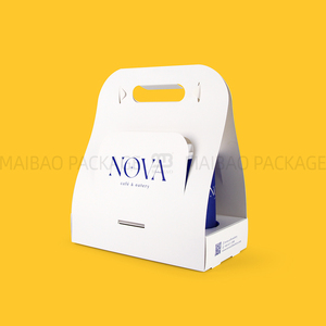 Tek kullanımlık paket Boba çayı buz kahve kupası tutacağı, katlanabilir karton içecekler fincan taşıyıcı 4 fincan, baskı logosu paket fincan taşıyıcı - Product Image 3