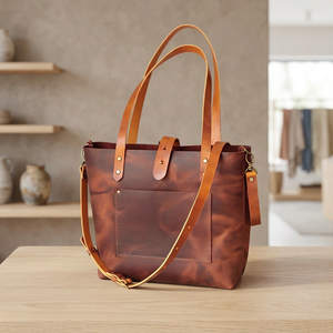 BS INTERNATIONAL 2026 Bolso de Mano de Cuero Genuino para Mujer, Estilo Casual, con Cierre, Ligero, Gran Capacidad 3L+, Duradero - Product Image 3