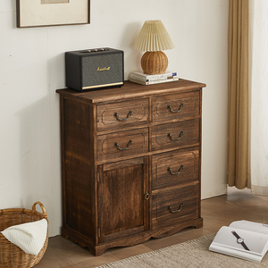 Armoire de rangement en bois massif vintage méditerranéenne, style américain, pastoral, salon, entrée, commode, meubles de maison - Product Image 3