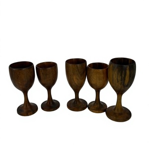 Juego de Copas de Vino de Madera Ecológicas Hechas a Mano, Juego de 6-10 Copas de Diseño Moderno Único, Capacidad de 250 ml, para Fiestas de Cócteles - Product Image 2