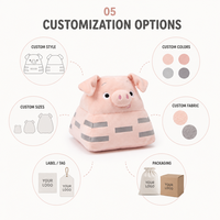 Jolie peluche cochon rose en blocs, jouet en peluche doux en polyester, design personnalisé, décoratif, anti-stress, faible MOQ, OEM ODM