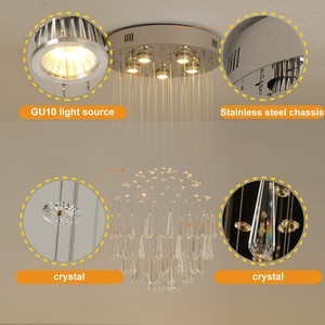 Lámpara de Techo LED Moderna con Cristales K9 en Forma de Gota de Lluvia, Tamaño Mediano, para Comedor, Dormitorio, Sala de Estar - Product Image 4