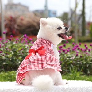 Dog Dress With Bow Plaid Summer Pet <b>Clothes</b> <b>For</b> Small Dogs <b>Cats</b> Pomeranian - Product Image 4