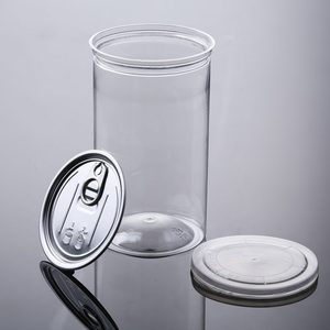 500ml plastic beverage juice can see through soda beer bottle easy open seal aluminum lid screw plastic cover