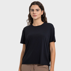 Camiseta Deportiva de Verano con Cordón Lateral para Mujer, Informal, Holgada, Transpirable, de Manga Corta - Product Image 3