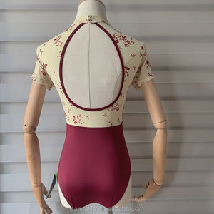 Leotard da Danza DanceLife per Donna in Spandex e Rete L2029, Maniche Corte, <span class=keywords><strong>Sexy</strong></span>, Bianco, Multicolore, per Allenamento - Product Image 5