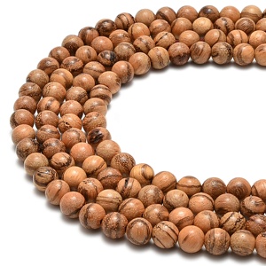 Top Quality 6mm/8mm/10mm/12mm Light Brown Tiger <strong>Skin</strong> Rosewood Smooth Round Gemstone Loose Beads for <strong>Jewelry</strong> Making - Product Image 2