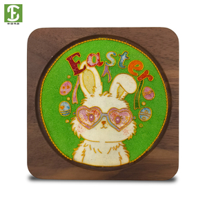 Easter Decoration Limited Edition Coaster | Handmade Cloisonne Enamel Walnut <strong>Wood</strong> Coaster - Product Image 1
