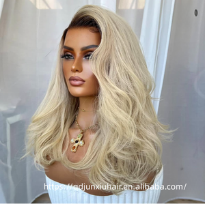 วิกผมแท้คุณภาพสูง สีบลอนด์ประกายเทาแบบไล่เฉด  ลอนคลื่น  วิกผมหน้าผากลูกไม้ HD 13x6  แบบไม่ต้องใช้กาว  พร้อมผมเบบี้แฮร์  ใส่ได้เลย - Product Image 2