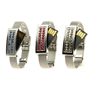 Xoay đồ trang sức USB Flash Drive 2.0 8GB 16GB <span class=keywords><strong>32GB</strong></span> Bộ nhớ lưu trữ kim loại bút Vòng đeo tay Pendrive dây đeo cổ tay với pha lê - Product Image 4