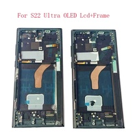Lcd ponsel untuk Samsung S21 Ultra layar Lcd OLED dengan penutup bingkai bezel