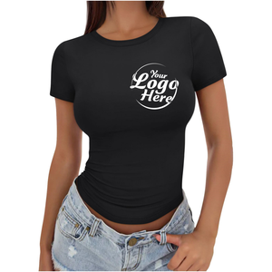 Camisetas de talla grande informales para mujer, Camisetas Básicas de manga corta ajustadas, Camiseta corta suave con cuello redondo, ropa bonita de moda para gimnasio de verano - Product Image 4