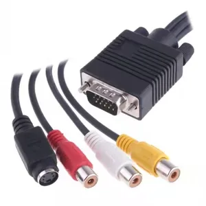 Kabel Adaptor Output VGA Ke TV, Konverter VGA Ke TV S Video 3 AV, Kabel Adaptor, Kabel Daya Audio