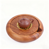 Table à thé ronde en bois de noyer haut de gamme personnalisable avec filtre et couvercle, grande capacité, pour théière Gongfu et plateau