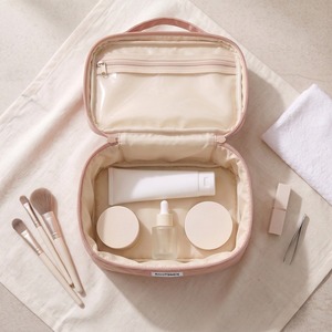Mini Neceser Acolchado Rosa Palo de 19cm con Asa Superior, Bolsa Pequeña de Maquillaje de Polialgodón con Cremallera, Logotipo Personalizado, OEM, Regalo - Product Image 4