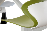 Ensemble table et chaises bicolores pour cantine, 4 places, table à manger intégrée pour restauration rapide, ensemble moderne pour restaurant et cafétéria
