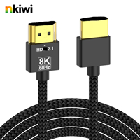Câble HDMI 2.1 ultra-fin A221-3 8K durable, plaqué or, gaine en PVC tressé, pour projecteur, pour jeux vidéo et streaming vidéo