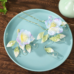 Nouvelle épingle à cheveux classique de style chinois avec dégradé de fleurs violettes, coiffe pour robe de mariée, cheongsam rétro de style chinois - Product Image 5