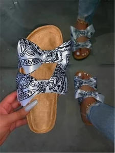 Sandalias de mujer sin cordones, pantuflas de verano con lazo, sandalias planas de lino y cáñamo, zapatillas casuales, alpargatas, sandalias de plataforma con punta abierta - Product Image 5