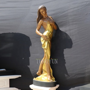 Statue de jardin de jeune fille nue en bronze <span class=keywords><strong>et</strong></span> laiton, sculpture féminine <span class=keywords><strong>sexy</strong></span> nue avec un livre - Product Image 3