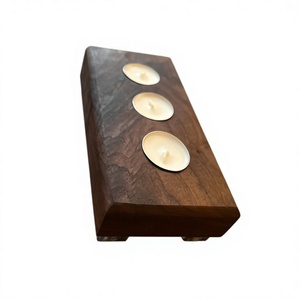Rectangular Wooden Eco-Friendly <b>Tea</b> Light Holder with Three Candle Slots Christmas Home Decoration Durable Handmade Candle <b>Stand</b> - Product Image 4