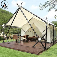 Tenda Kayu Segitiga Kokoh Tahan Angin Kencang, Dirancang untuk Pemasangan Permanen di Luar Ruangan, Tenda Pameran Safari