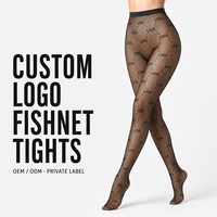Collants résille personnalisés avec logo pour femmes, taille haute, motif tricoté, maille, OEM ODM, marque privée, vente en gros