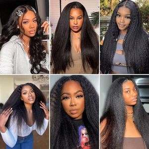 Perruque synthétique sans colle en forme de V/U, afro crépue, lisse, longue, bouclée, Yaki, noire naturelle pour femmes, vente en gros - Product Image 6
