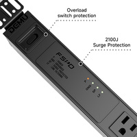 PDU de 19 Pulgadas para Montaje en Rack 1UT con 7 Tomas de Corriente Estadounidenses, Unidad de Distribución de Energía con Protector de Sobretensión de 2100J y Filtro EMI/RFI