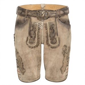 Shorts Lederhosen traditionnels bavarois pour hommes en cuir suédé respirant, style Oktoberfest allemand 2026, OEM - Product Image 1