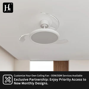 Ventilateur intelligent au design moderne avec 3 pales, moteur DC silencieux, esthétique minimaliste, lumière 3 couleurs, sans pales visibles, lumière libre - Product Image 5