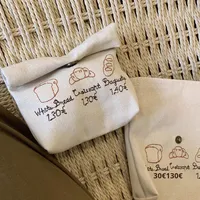 Sac en toile de coton mignon, petit, cosmétique, mini, portable, pour écouteurs, bijoux, grande capacité, impression d'écran, logo, fermeture éclair, bouton