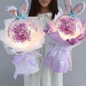 Boîte à fleurs transparente en acrylique de 20 <span class=keywords><strong>cm</strong></span>, boule à bulles transparente, bouquet de roses, boîte à fleurs en acrylique transparente, boule à bulles douce - Product Image 2