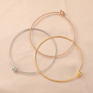 60*1.5mm Rose Or Argent Mince En Acier Inoxydable <span class=keywords><strong>Fil</strong></span> <span class=keywords><strong>Bracelet</strong></span> <span class=keywords><strong>Bracelet</strong></span> avec Boule À Vis DIY Bijoux - Product Image 2