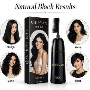 CHU·YAN ยาย้อมผมถาวร 500ML สีดำชนิดน้ำ สำหรับทุกสภาพเส้นผม สารสกัดจากสมุนไพร - Product Image 1