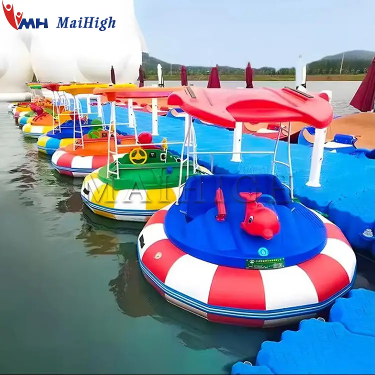 Cheap price summer water games laser shot water gun electric round inflatable bumper boat for sale