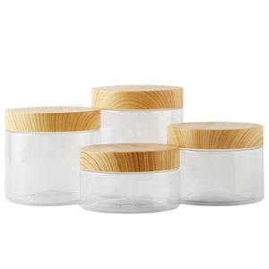 Nuevo Diseño, Frascos de Plástico PET Redondos Esmerilados con Tapa de Bambú, Vacíos, de 200ml, 300ml, 400ml, 500ml, 800ml y 1000ml - Product Image 1