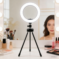 Mini trépied portable avec anneau lumineux de 14 cm |   Support de téléphone 18 pouces alimenté par courant alternatif avec température de couleur réglable 3200K-9999K pour la création de contenu