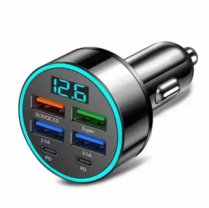 Cargador de coche rápido 6 en 1 <span class=keywords><strong>USB</strong></span> 3,0 3.1A adaptador de puerto múltiple cargadores de teléfono para iPhone Samusng <span class=keywords><strong>Usb</strong></span> <span class=keywords><strong>C</strong></span> Pd cargador de coche - Product Image 1