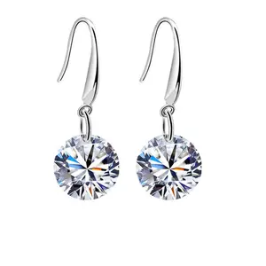 S925 Sterling Silver Màu Pha Lê Earring Đối Với Phụ Nữ Aretes Mujer Đồ Trang Sức Vòng Ganet Drop Earring Nữ