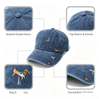 Casquette de baseball en coton lavé doux brodée Teckel, motif chien, ajustable, avec logo personnalisé