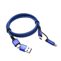 Kabel Pengisian Daya Multifungsi 4-in-1 PD 60W Pengisian Cepat Dual Type-C Berlapis Nilon Grosir Pabrik Bersertifikasi CE RoHS Reach