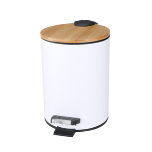 3L 5L 7L Round Bamboo Lid recycle trash cans bathroom waste bin hotel room garbage bin foot pedal bin