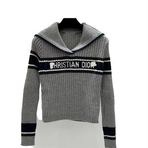 Pull en maille pour femme, style nouveau, luxe léger, col marin en jacquard, blocs de couleur, maille de haute qualité, vêtements pour femme - Product Image 5