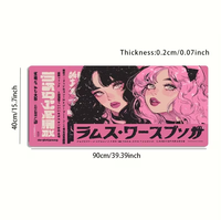 Tapis de bureau tendance à motif artistique, avec un design de personnage féminin anime à thème rose ; accessoire de bureau adapté pour ordinateur