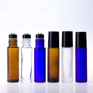 Custom Logo Screen Printed for Amber 5ml 10ml 15ml 20ml Glass Roll-On Bottles with <b>Stainless</b> <b>Steel</b> <b>Ball</b> for Essential Oil - Product Image 1