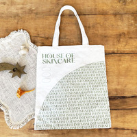Sac de shopping en coton réutilisable de grande capacité, couleur unie, écologique, sac fourre-tout en toile avec logo imprimé personnalisé