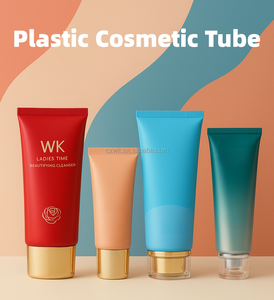 Tube cosmétique en plastique PE rouge de 50 ml et 100 ml avec bouchon à vis pour crème pour les mains, crème pour les yeux, emballage imprimé offset, souple, recyclable - Product Image 1