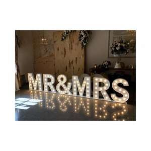 Lettres de l'alphabet en métal de grande taille, fournitures de fête, lettres lumineuses géantes à LED, lettres lumineuses à LED de 4 pieds, enseigne lumineuse à LED, Mr Mrs pour la décoration de mariage - Product Image 2