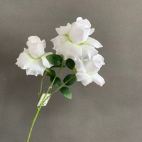 LO-1382 Flor Artificial de Seda Realista y Económica de 63 cm con 3 Cabezas de Rosa para Decoración de Bodas, Eventos y Hogar